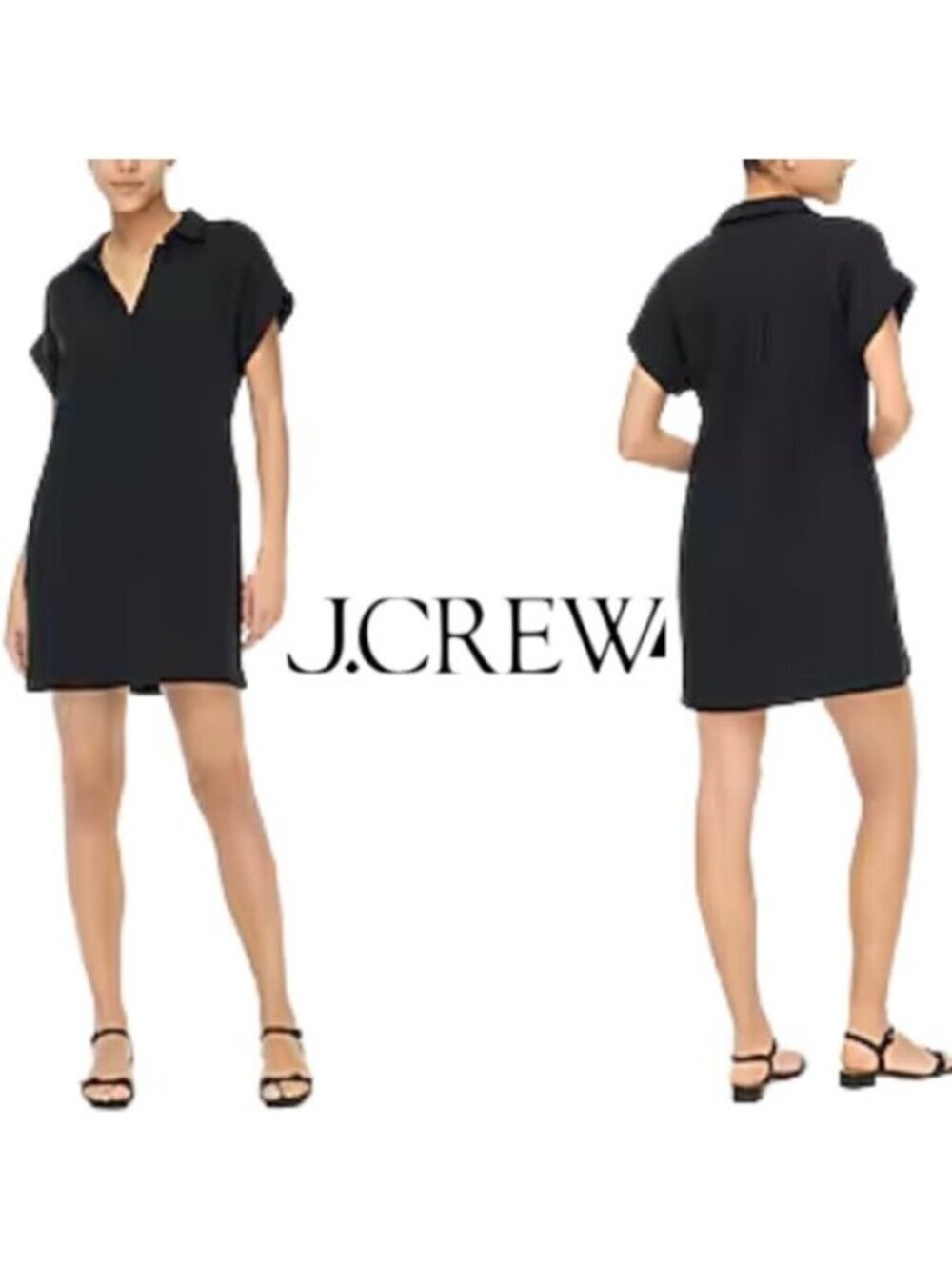 J.Crew Short-Sleeve Gauze Popover Mini Dress – Size XS – Black – NWT
